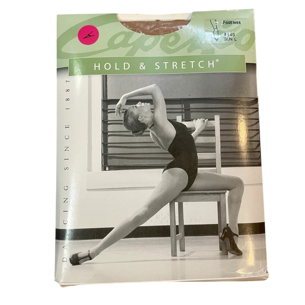 Capezio Hold & Stretch Footless Tights in 140 Sun Semi-Opaque Size Large